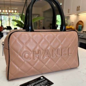 Vintage Chanel Quilted Caviar Small Bowler Bag / Beige-Blush - 6 series
